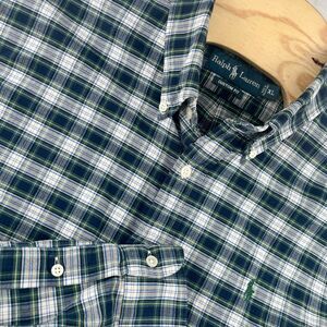 Polo Ralph Lauren Untucked Button Down XL Custom Blue Yellow Green Plaid Oxford